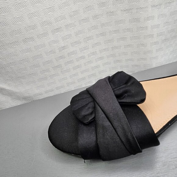 Brash Women's Black Bow Front Peep Toe Flats Size 9.5 - Picture 8 of 9